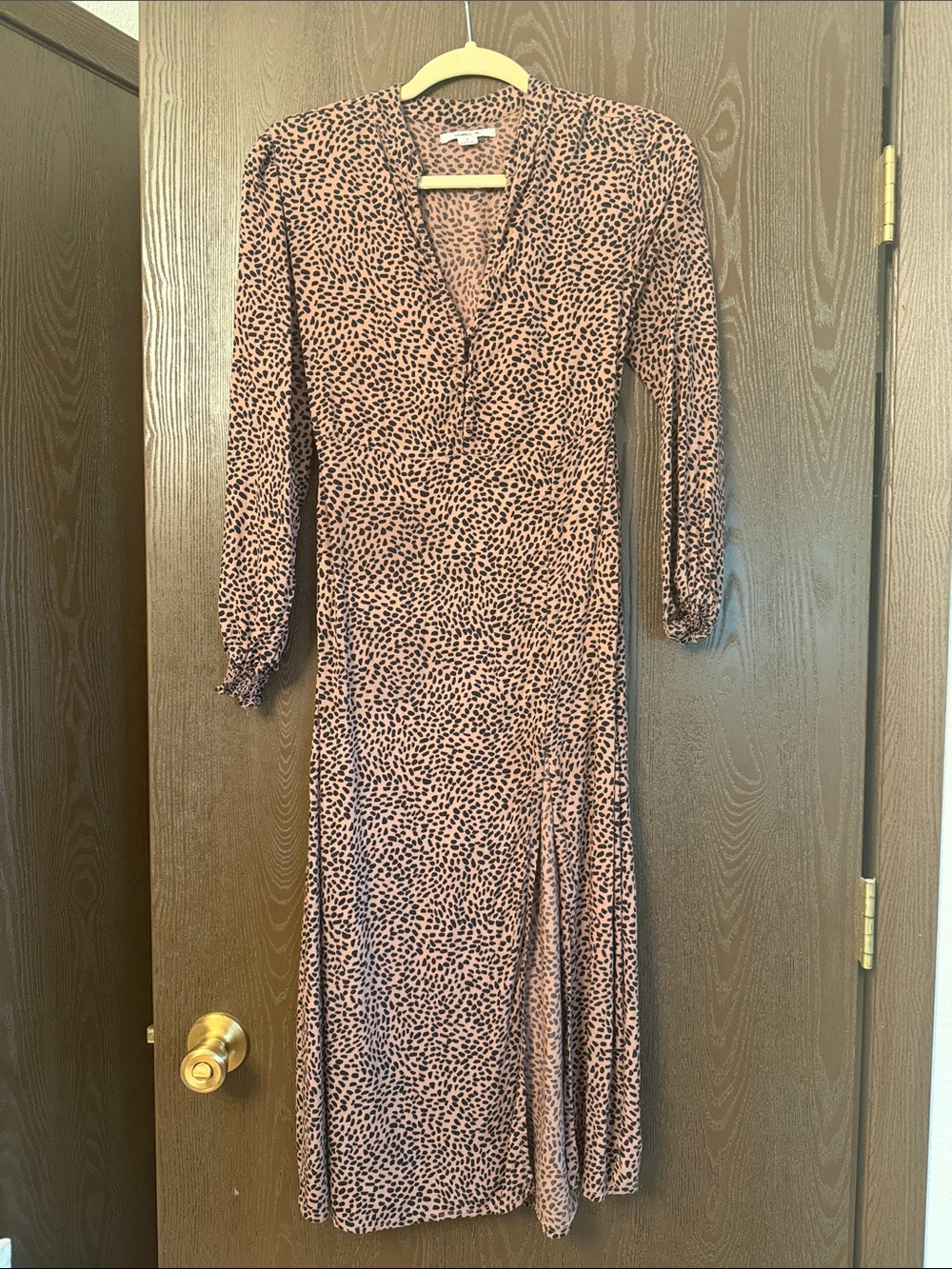 O'Neill Mauve Pink Animal Print Long Sleeve Midi Dress